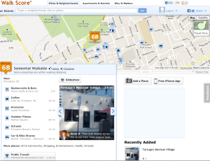 A search for 'Princeton, NJ' gives a 'WalkScore' of 68%
