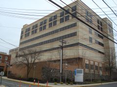 Existing, empty hospital building on Witherspoon St in Princeton.
