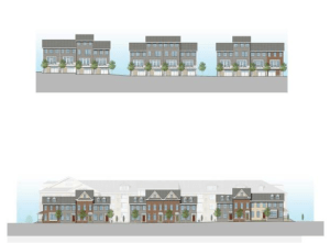 New hospital site plan features townhouses to fit in better with the neighborhood.