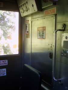 Another view of the driver's station on the Dinky train.