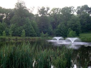 Fountains and lake in Princeton's Barbara Smoyer Park. (Click to expand.)