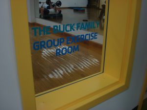 The 'Buck Family Group Exercise Room' commemorates Whip Buck, a supporter and benefactor of Princeton's YMCA (click to expand.)