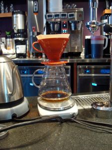 The Chemex V-60, the workhorse for slow-brewed coffee at Rojo's. (Click to expand.)