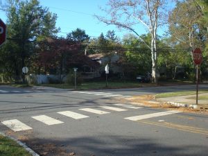 'International'-style crosswalk in Princeton, on a beautiful fall morning. (Click to expand.)