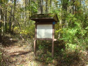 Limited entrances, uneven trails, and poor signage detract from enjoyment of Princeton's East Ridge green spaces, as seen here at the entrance to Herrontown Woods. (Click to expand.)