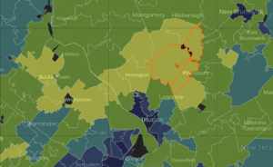 The Central Jersey 'Super-Zip', as described by a special report in the Washington Post, includes Princeton, Plainsboro, Montgomery and communities west to Doylestown, PA. (Click to expand.)