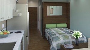 Cosy: micro-aparments have less than 400 sq. ft. - too small for a family, but enough for many people. (Image via rentreporters.com - Click to expand.)