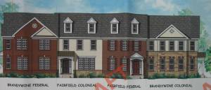 Townhome styles from the proposed Toll Brothers mixed-use development in West Windsor. (click to expand.)