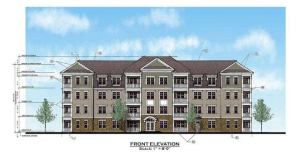 Plan for 'Town Center South' development; developer's rendering via Times of Trenton. (Click to expand.)