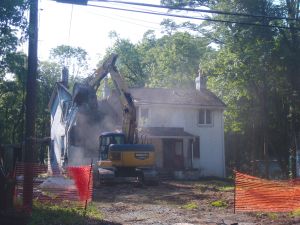Another old home in Princeton's Mt Lucas Drive gets demolished for new-build construction. Summer of 2014. (click to expand.)