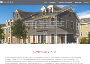 Screenshot of the new AvalonBay 'AvalonPrinceton' website, which has just launched. (via www.avalonprinceton.com)