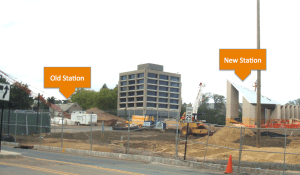 Dinky construction zone from Alexander Street (click to expand).