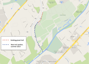 Trail sections next to Quaker Road in Princeton. (click to expand)