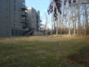 In front of Copperwood. Yellow flags indicate submerged Transco gas pipeline. (click to expand)