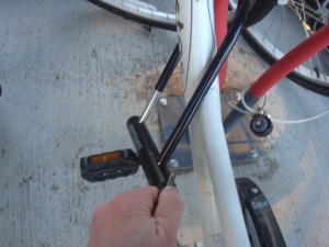 Open the U-lock with the key that you got from the lockbox. (click to expand.)