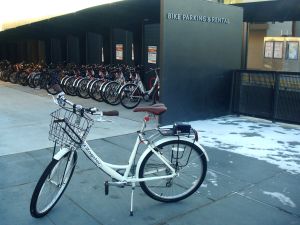 Bikeshare at Princeton rail station, which launched last November. (click to expand.)