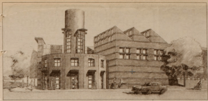 Original Michael Graves concept for Princeton Arts Council. (click to expand, via Town Topics Archive at Princeton University)