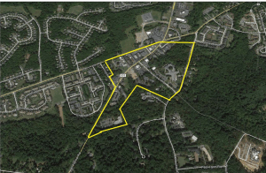 The so-called 'S-2 District' in north Princeton. New mixed-use zoning could lead to development of up to 150 new homes here. (click to expand).