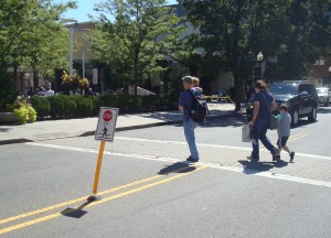 Pedestrian safety measures in downtown Princeton, NJ. (click to expand).