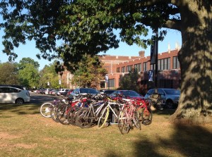 Bike racks are full at Princeton High (click to expand).