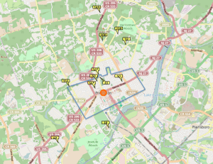 Affordable housing developments with > 10 units in Princeton. Blue line is former Borough boundary. * indicates units under construction. (click to expand)