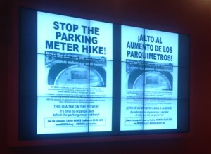 From Shoup's talk, examples of agitprop against 'performance parking'. Despite protests, the average cost of parking *fell* during a pilot program. (click to expand)