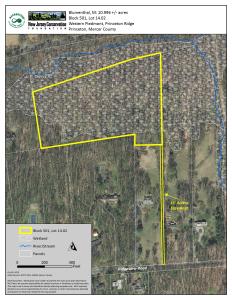 Map of 'Blumenthal Tract' open space off Ridgeview Road, Princeton. Courtesy of NJ Conservation Foundation. (click to expand)