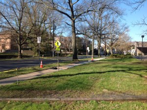 Closed sidewalks on Nassau Street in Princeton. (click to expand)