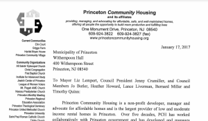 Letter from Princeton Community Housing Board President to Princeton Elected Officials (click to expand)