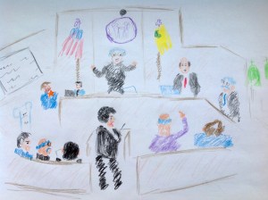 Judge Mary Jacobson overrules another objection from Edward Buzak, attorney representing Princeton and other Mercer County towns, as attorneys from Fair Share Housing Center cross-examine municipal witness David Angelides. (click to expand)